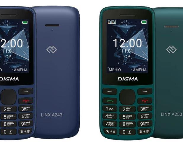 Digma Linx A243 и A250 — кнопочные телефоны с ёмкой батарейкой и USB Type